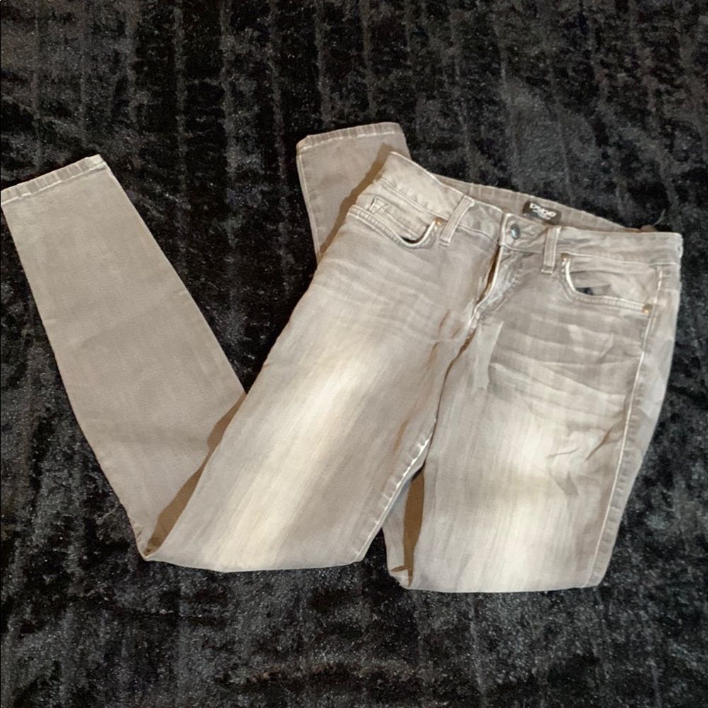 Women's Distressed Gray Bebe Chic Skinny Denim Jeans Size 26